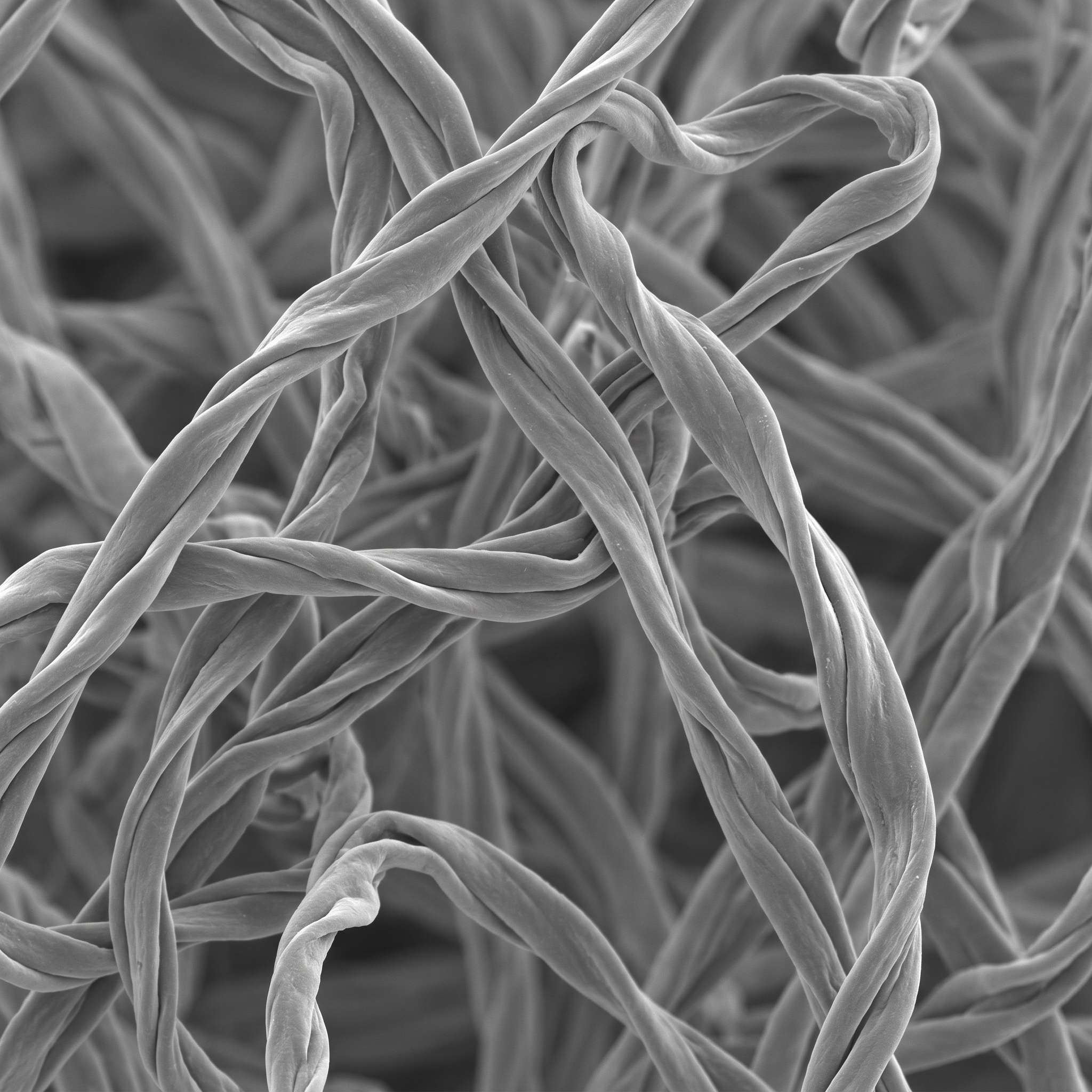 Scientific illustration of Cotton fibre under magnification