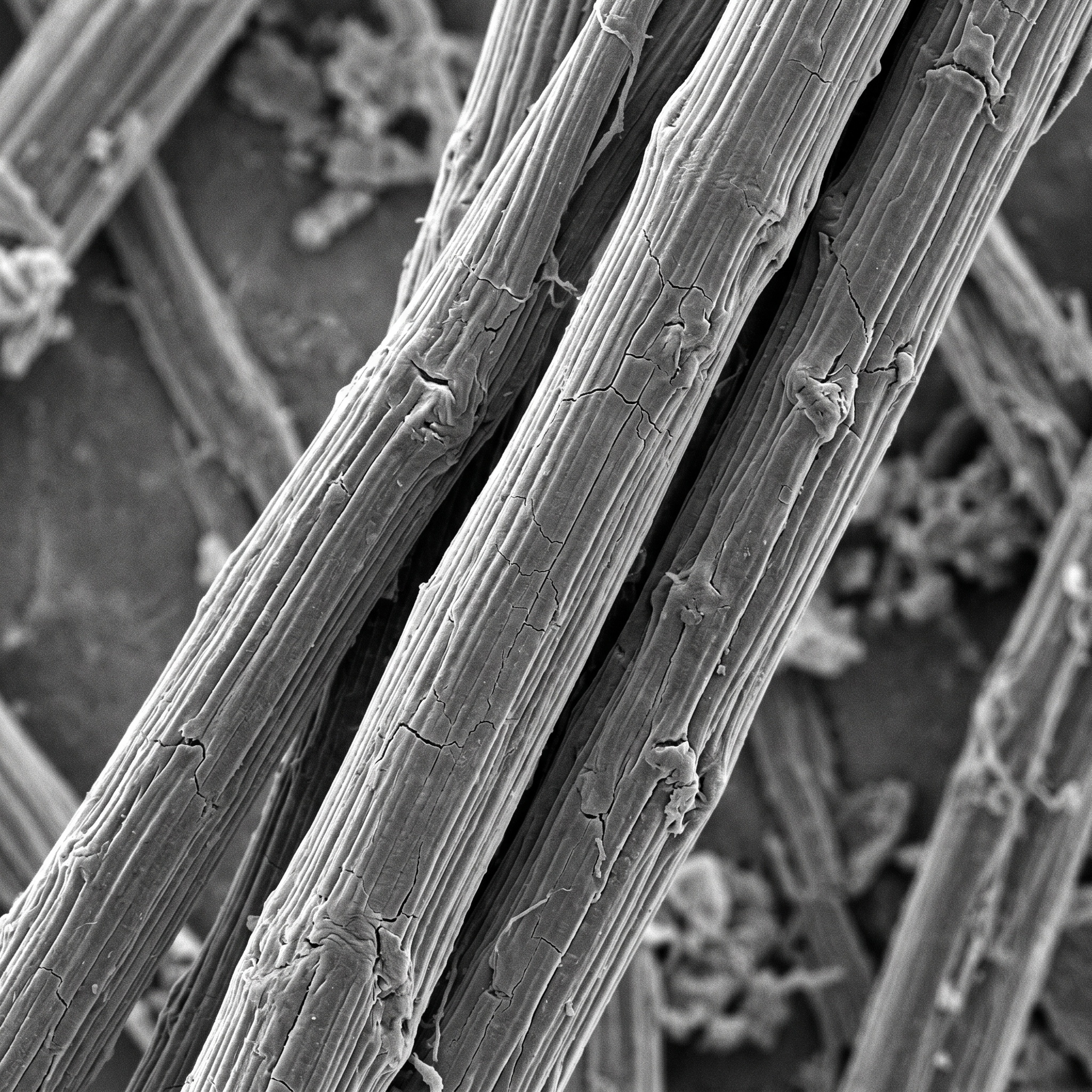 Scientific illustration of Hemp fibre under magnification