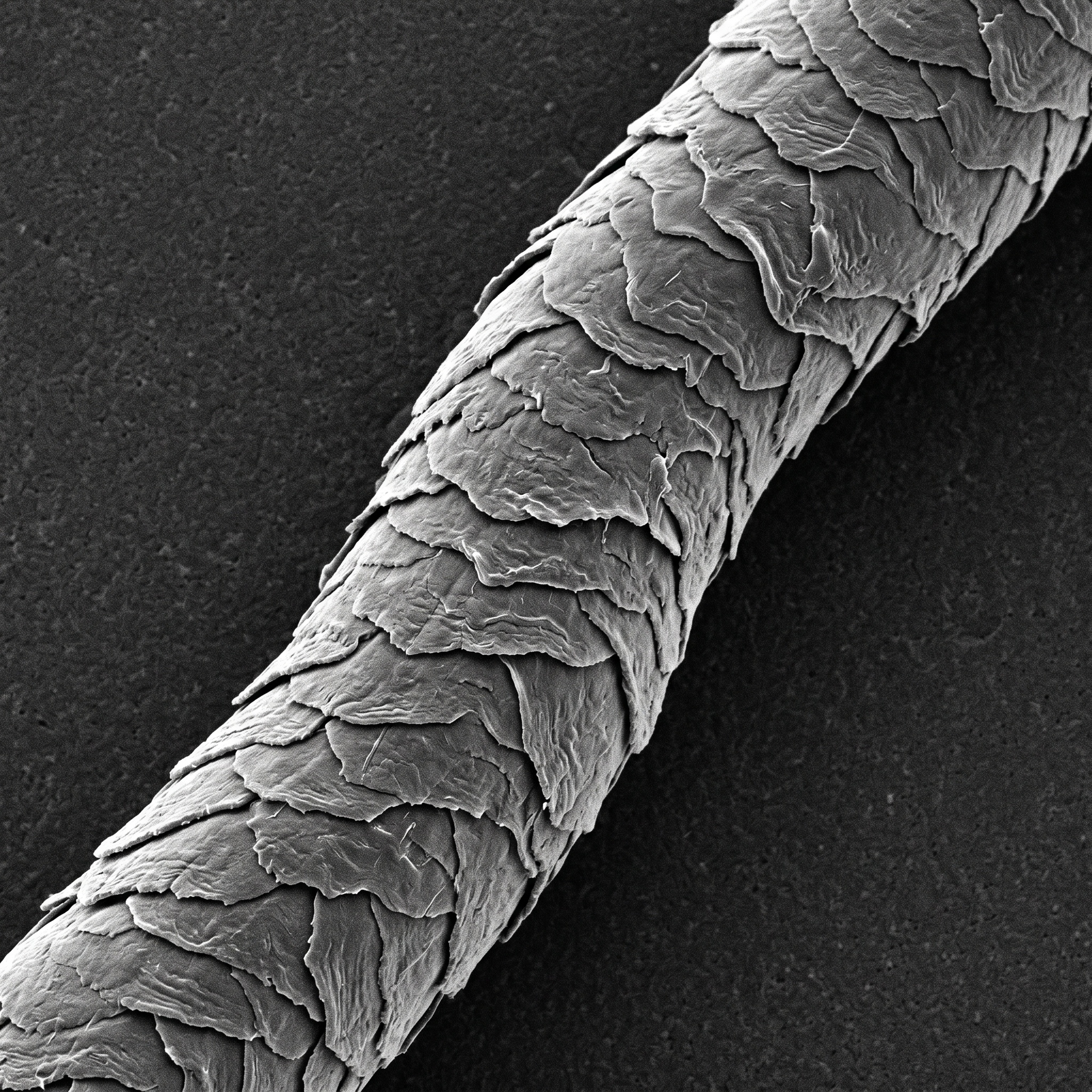 Scientific illustration of Wool fibre under magnification